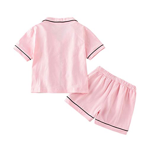 Toddler Boys Girls Summer Pajamas Short Set Baby Button Down Sleepwear, Little Kids Sleep Shirt & Shorts 2Pcs PJ Set2