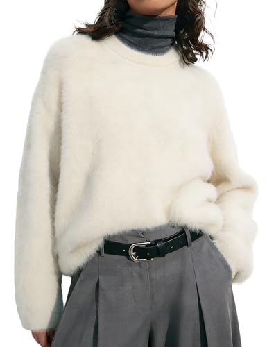 Gihuo Womens Fuzzy Sweaters Long Sleeve Pullover Fur Sweater Knit