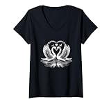 Photo Gallery donna cigno in amore cuore graphic art design maglietta con collo a v Photo Gallery donna cigno in amore cuore graphic art design maglietta con collo a v