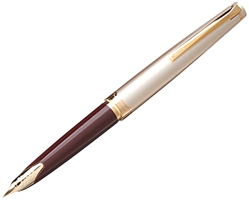 PILOT E95s Fountain Pen, Ivory Barrel with Gold Accents, Fine Nib, Blue Ink , Burgundy/Ivory with Gold Accents - Detailed View