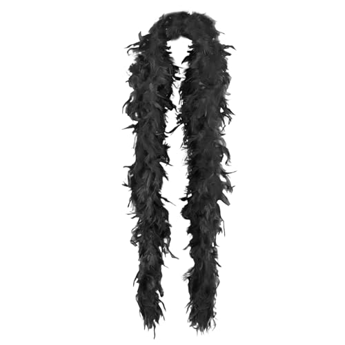 SNBUHA Feather Boa Soft and Vibrant Turkey Boa Feathers Fancy Dress Party Accessories for Halloween Christmas Wedding Events Black (2 M 40g)