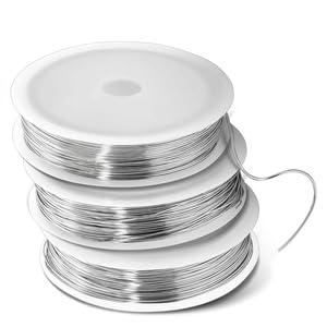 3 rolki drutu ze stali nierdzewnej 0,5 mm, srebrny, długość całkowita 120 m (3 x 40 m), drut do majsterkowania, nierdzewny, elastyczny drut jubilerski do samodzielnego tworzenia biżuterii, pereł