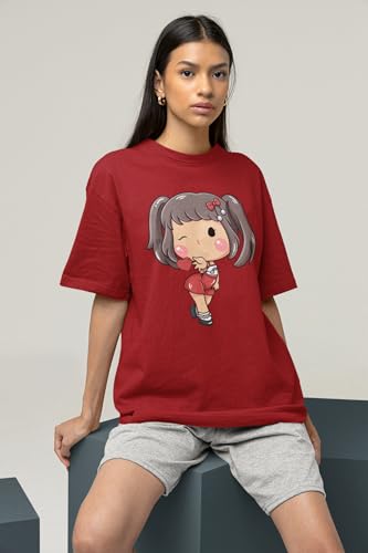Image of Reifica Pure Cotton Half Sleeve Loose Fit Oversized T Shirts for Women /Girls Combo Pack of 2