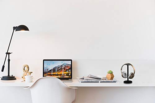 24x7 eMall Headphone Stand Headset Holder Earphone Stand with Aluminum Supporting Bar Flexible Headrest ABS Solid Base for All Headphones Size (Round black)