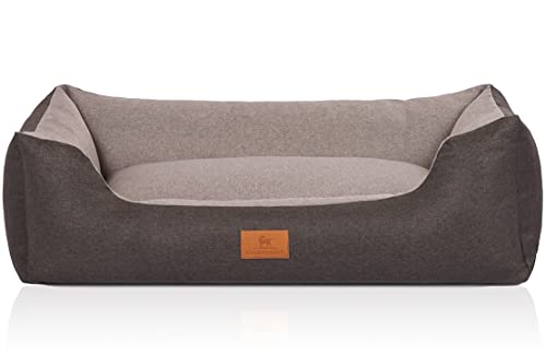 Knuffelwuff 14096-001 Hundebett Hundekörbchen Hundesofa Hundekissen Hundekorb Bezug Waschbar Luke M-L Schwarz-Grau