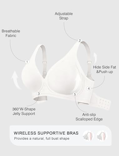 Image of Deep V Wireless Jelly Bras for Women Push Up Bralette Seamless No Underwire Support T-Shirt Comfort Plunge Full Coverage