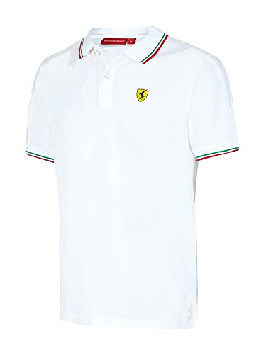 Scuderia Ferrari Formula 1 Men's 2017 White Tricolor Polo F1 (Large)