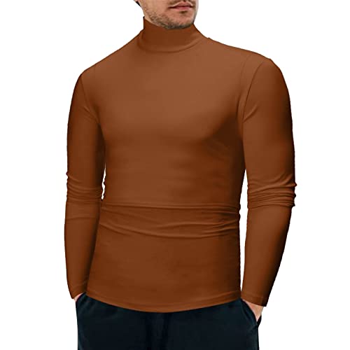 Mens Winter High Collar Sweater Solid Color Fashion Fleece Thermal Basic Underwear Lightweight Slim Fit Pullover2