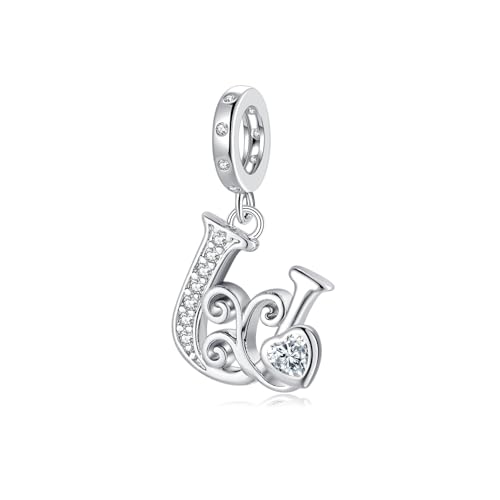 Regalo de San Valentín - Letra Charms U Compatible con Pulseras y Collar Pandora Europeo, Regalo para Cumpleaños Madre/Hija
