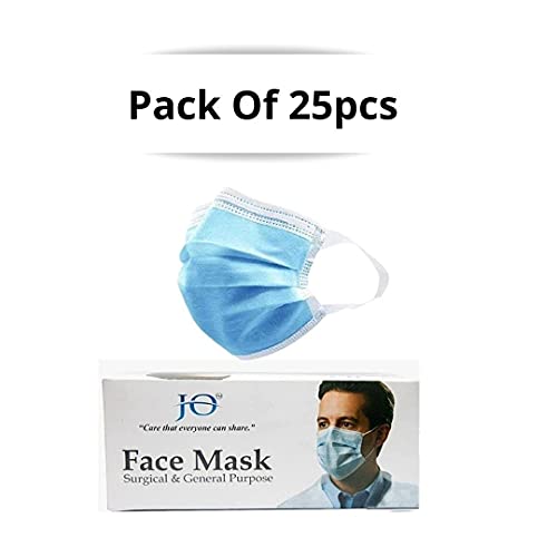 Image of JO 3 Ply Disposable Mask With NOSE PIN Melt Blown Mask I Most Comfortable broad Elastic Ear Loop I Surgical Mask With Melt Blown Fabric Layer