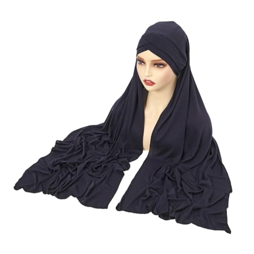 Qianmome 2 Pieces Women Jersey Scarf Soft Plain Cotton Hijab Shawls Wraps Foulard Muslim Hijabs Wear Headscarf2