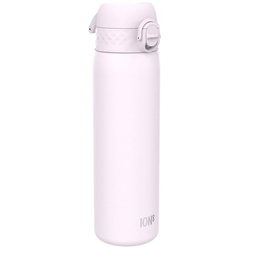 ION8 Lightweight Steel Water Bottle, 600 ml/20 oz, Non-Insulated, Leak Proof, Easy to Open, Secure Lock, Dishwasher Safe, Flip Cover, Fits Cup Holders, Carry Handle, Metal Water Bottle, Lilac Dusk