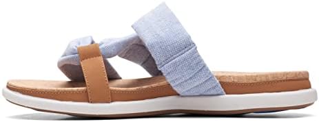 Clarks Eliza Skip Slide Sandal, Blue Textile, 8 Medium | Image 4