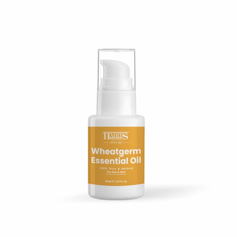 Image of Habibs Orgamatic Pure Wheatgerm Carrier Oil - 100% Natural, Cold-Pressed for Anti-Aging Skin & Hair Nourishment 30ML