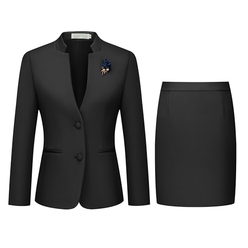 Women's 2 Piece Suit Skirt Set Business Office Work Blazer Jackets and Pencil Skirt with Slit2