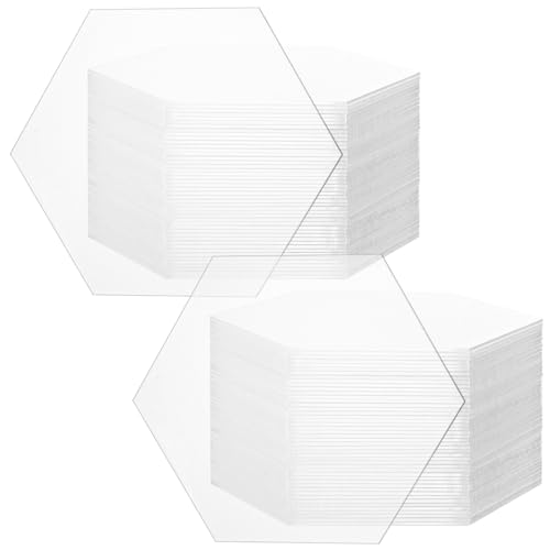 LOPYXBR 80 placas acrílicas transparentes, 10 x 6 cm, placas acrílicas transparentes de 1 mm, discos hexagonales de acrílico para pintura, proyectos de manualidades, señales, bodas y fiestas
