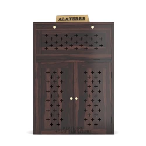Image of Solid Sheesham Wood Inverter Battery Cabinet for Home & Office || Wooden Storage Cabinet || Electic Safety Box || Single Battery Box || Cabinet Unit || Walnut Finish