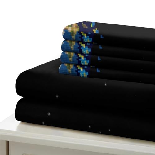 Housse de couette pixel 3D microfibre parure lit double durable - 7