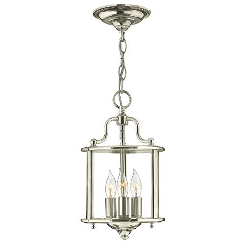 Image of 3 Bulb Ceiling Pendant Light Fitting - Highly Polished Nickel Finish - LED E14 60W Bulb