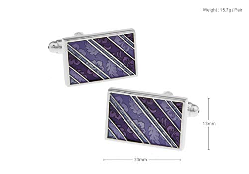 Mancuernillas Daesar para hombre patrón de flor morado miniatura 5