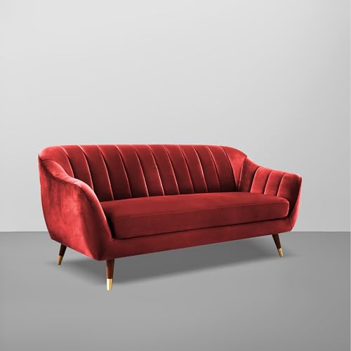 Image of Casaliving Anyse 3 Seater Sofa Set for Living Room (Maroon Fabric) Premium Fabric Sofa