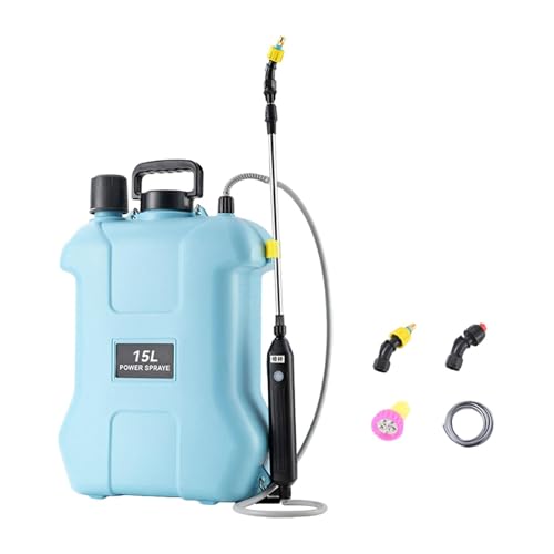 FytStycale Pulverizador de Mochila eléctrico con Varilla Ajustable, riego agrícola y 3 boquillas de nebulización, 15l Azul