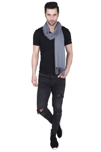 Solid Grey Men's Muffler Elegant Design Great Pack of 1-image-0