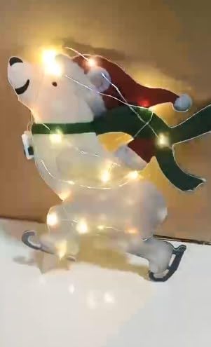 Miniatura 5 de Decoración navideña de ciervos de esquí iluminados para exteriores, impermeable, enchufable, para patio, césped, jardín, decoración de fiesta, 12.2