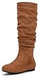 Jeossy Women's Knee High Boots, Flat Slouch Boots, Camel Suede Tall Fall Boot Pull on, 941 Size 7 US with Inner Zipper (DJY941 Camel 07)
