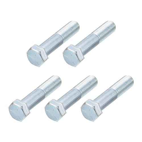 METALLIXITY Hex Bolts (1/2-20x2-1/2") 5Pcs, Grade 2 Carbon Steel Zinc Plated Partial Threaded, UNF Fine Thread Hex Head Screw Bolt - for Furniture Repair, Silver