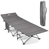 Trail Folding Camping Bed for Adults, Sturdy Heavy Duty Steel, Luxury Duoweave Fabric, Lightweight Guest Sleeping Bed, Fast Easy Set Up, Carry Bag, 110kg Max Weight (L190cm/6.2ft x W67cm x H36/48cm)