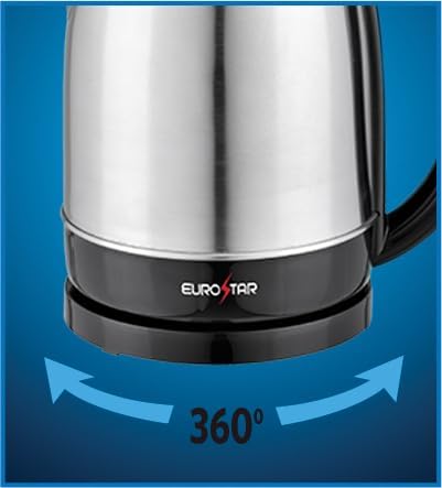 EUROSTAR EKS170SS 1.7L Stainless Steel Electric Kettle, Black