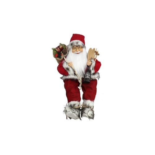 ROCKING GIFTS Figura Decorativa Papá Noel Esquí 60cm Decoración Navidad Invierno Navideña