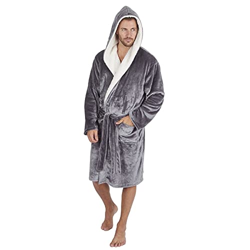 Style It Up Bata de baño personalizada para hombre y mujer, unisex, con forro polar mullido, ideal para regalo para parejas, Traje liso con capucha de carbón, XX-Large