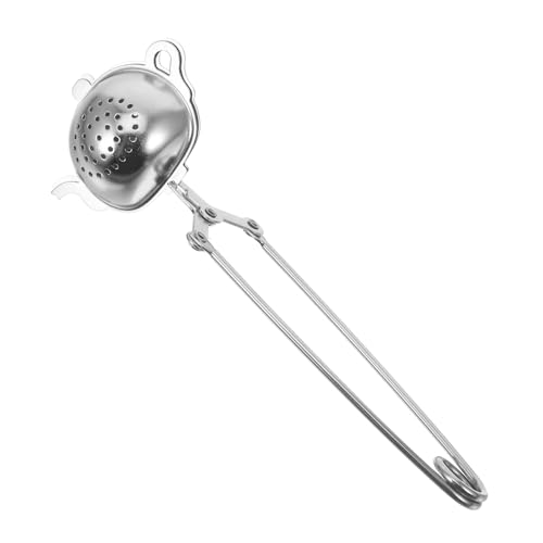 Cabilock Stainless Steel Tea Infuser Clip Teapot Shape Snap Spoon Loose Leaf Strainer for Kitchen Brewing Silver, Metal Tea Leaf Filter Suitable for Mug and Travel