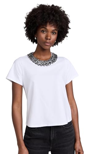 ドルチェリーナ様CTHY SUVIN PLATINUM L/S TEEブラック1 Cinq A Sept Women's Chunky Necklace Shrunken Tee, White, M at