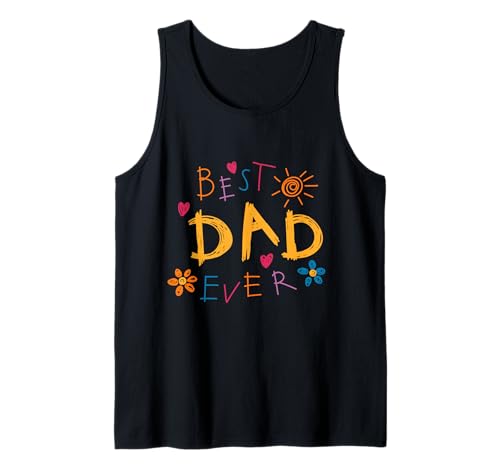Best Dad Ever Colorful Cute Fathers Day Kids Funny Dad Canotta