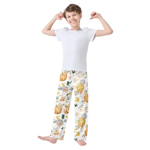 Boys' Pants Autumn Cute Pumpkins with Maple Long Bottoms Jogger Pants Elastic Waist Trousers with Pockets S-XL2
