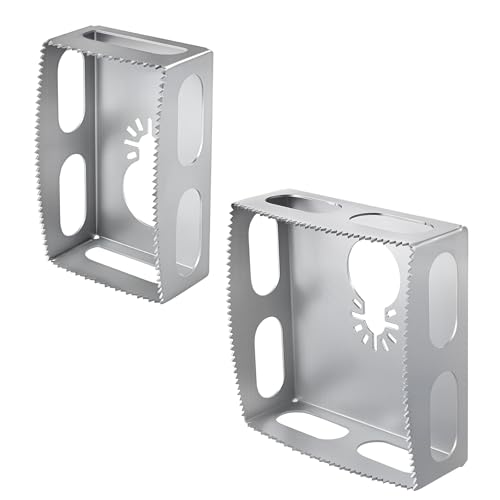 2 Pcs Square Slot Cutter Compatible for Dewalt 20V & Milwukee M18 Oscillating Multi-Tool to Cut-in Single Gang Wall Boxes,Outlet Cutter for Drywall,Efficient Carving Tool,Rectangle + Square