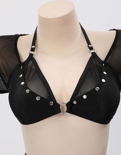 MEOWCOS Women's Bikini Sets Gothic Bathing Suit Wasteland Wind Top and Skirt Set with Triangle Bottoms Bathing Suit4