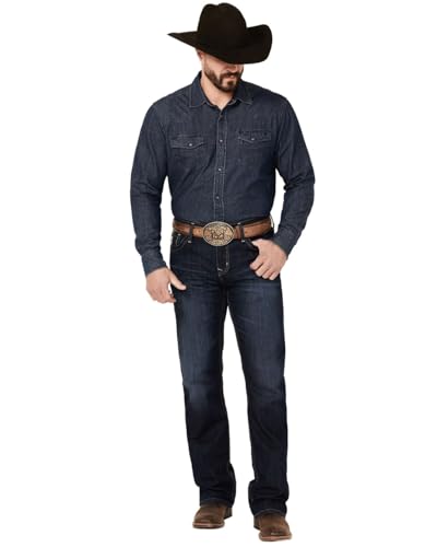 Cinch Men's Ian Dark Rinse Slim Bootcut Performance Stretch Denim Jeans Indigo 36W x 38L US