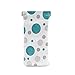 Squeeze Top Sunglasses Pouch Eyeglass Cases PU Leather Soft Anti-Scratch Eyeglass Holder (Teal Gray And White Polka Dots Pattern)