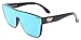 Black Flys Mono Fly unisex single lens rectangular sunglasses (Shiny Black w/Blue Mirror Lens, Blue)