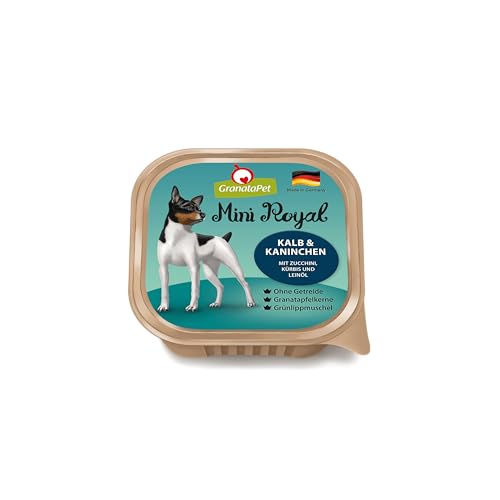 GranataPet Mini Royal Kalb & Kaninchen, Nassfutter für Hunde, Hundefutter ohne Getreide & ohne Zuckerzusatz, Alleinfuttermittel für ausgewachsene Hunde, 11 x 150 g