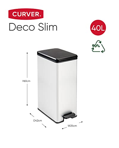 Papelera Curver Deco Slim 40L Negro/Plateado Plástico miniatura 2