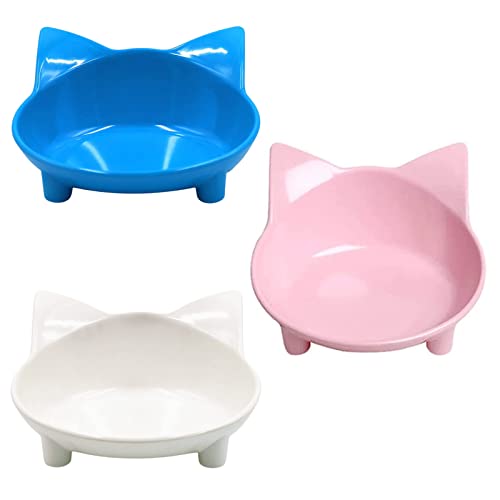 ボウルの疲労のための浅い3pcs無料のフードボウル子猫のためのかわいい広い滑り皿の短い脚付き猫無料の浅いボウル食品と水