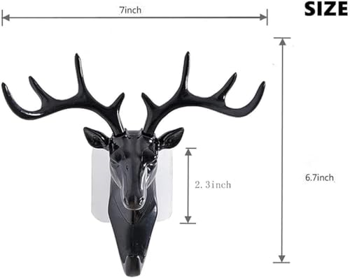 Image of Azcona Deer Key Holder, Creative Deer Head Traceless Wall Hook, 3D Plastic Wall Hanging Hook for Keys, Small Accessories, Home Organization (Pack of 1)
