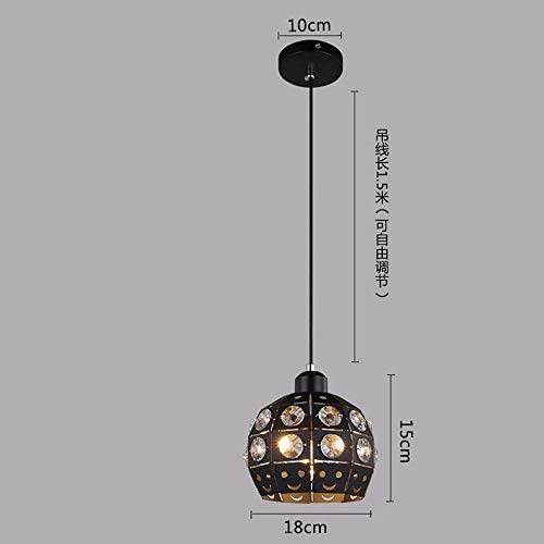 Lustre LED cristal noir 9W suspendu au style industriel chic pour salon
