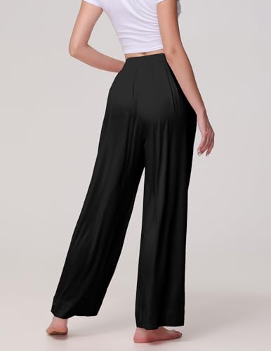 Image of Veseacky Women's Wide Leg Lounge Pants Yoga Pajamas Comfy Stretch Drawstring Pajamas Puls Size Dance Bottoms S-4XL
