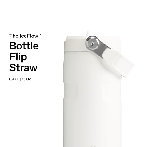 Image of Stanley 1913 Flip Straw Sports Water Bottle with Straw 0.47L - 8 Hours Cold - 40 Hours Iced - Stainless Steel - BPA Free - Leak Resistant - Fits in Cup Holder - Dishwasher Safe - Frost | 8 Hours Cold - 40 Hours Iced - BPA-Free - Leak Resistant - Dishwasher Safe - Fits Cup Holder